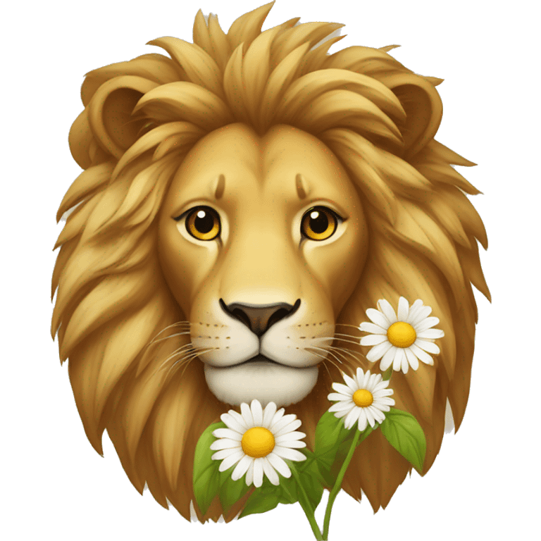 A lion with a daisy emoji