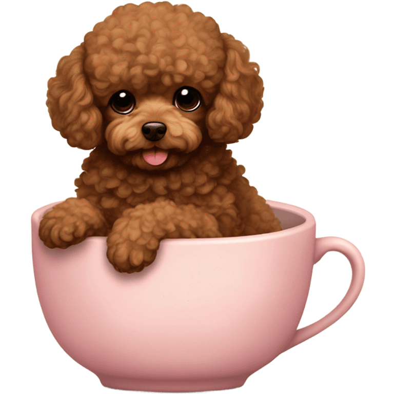 Brown Teacup poodle in a teacup emoji