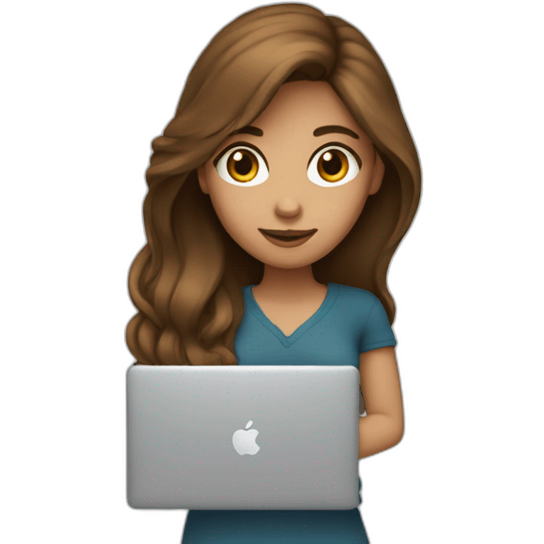 Girl-brown-hair-hold-MacBook emoji