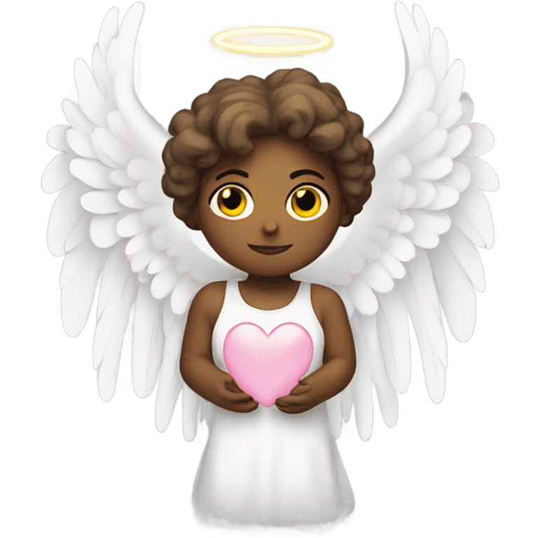 White angel heart with wings and halo emoji