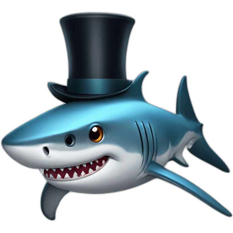 Shark with a top hat emoji