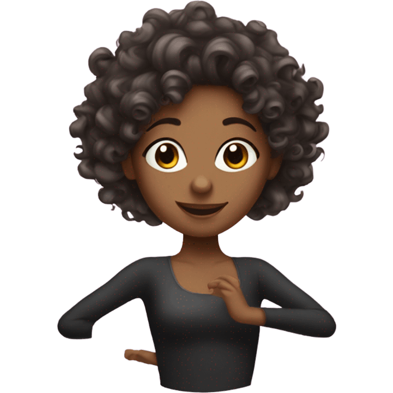 A girl with wavy curly hair doing aerial dance  emoji