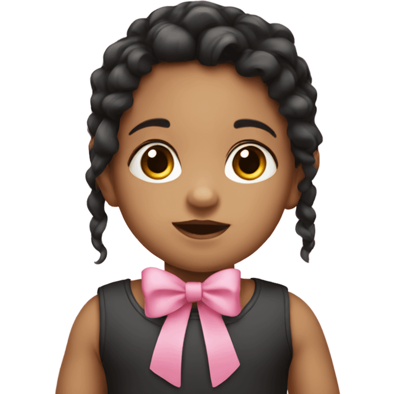 Toddler with dark hair and light skin and a pink bow emoji