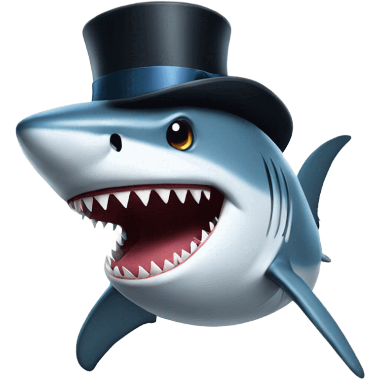 Shark with a top hat emoji