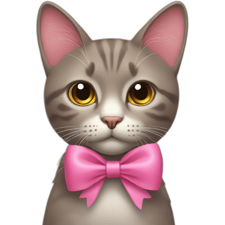 A cat with a pink bow emoji