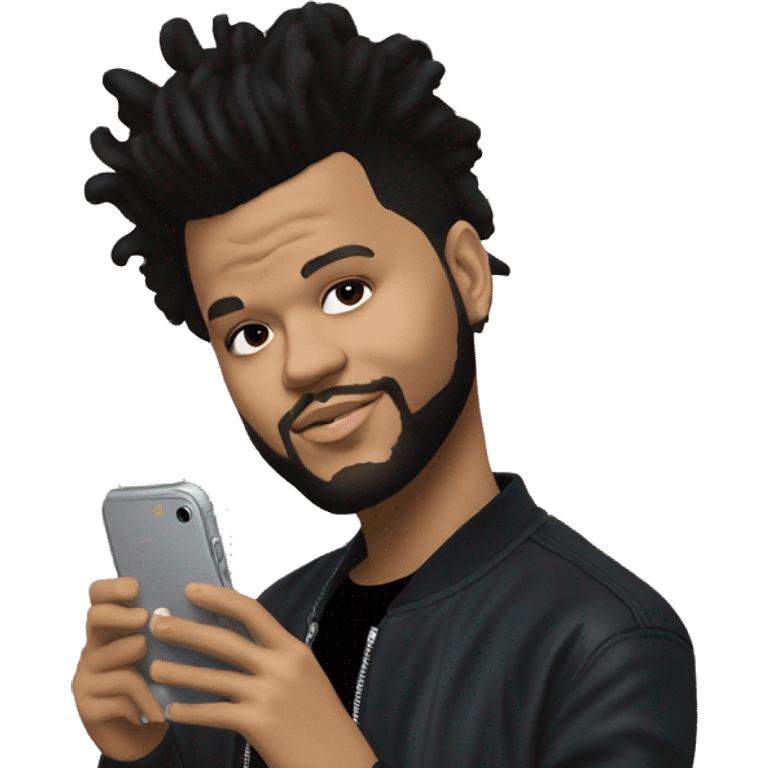 The weeknd posing taking selfie with iphone emoji