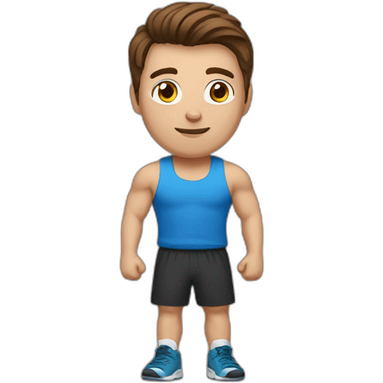 Brown haired guy, who is engaged in a gym emoji