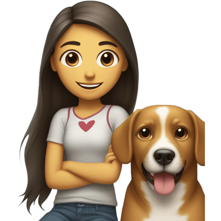 girl with dog smiling emoji