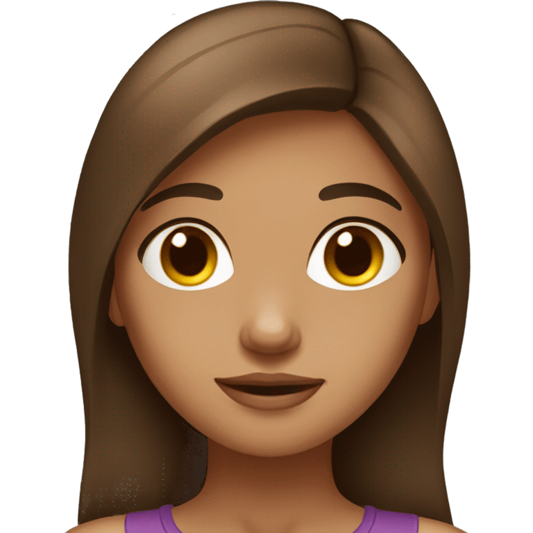 brown hair girl with brown skin color with two mole on chin  emoji