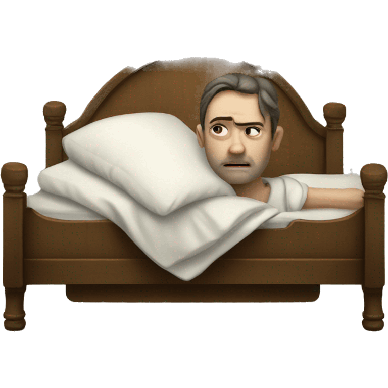 A sick man on a bed in 1870 with normal face emoji