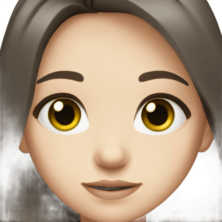 Girl with green eyes, dark brown shoulder length hair, pale skin  emoji