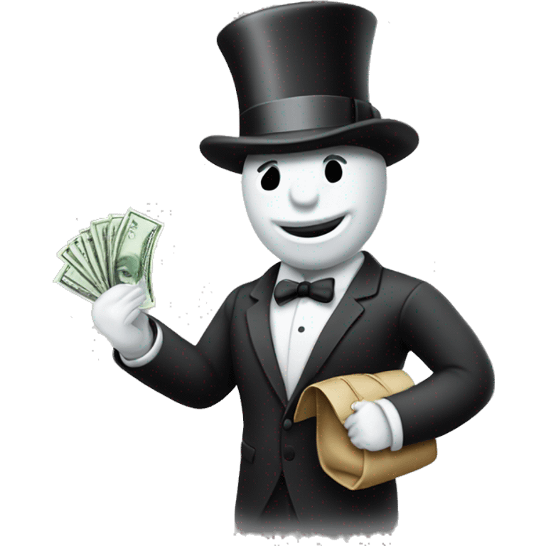 A monopoly man holding a money bag  emoji