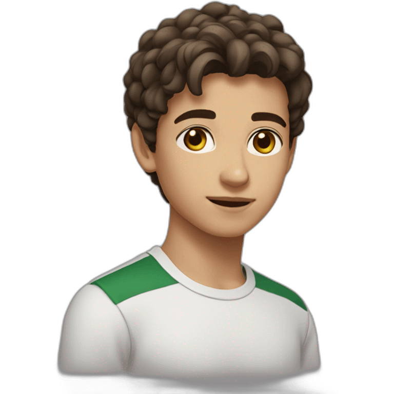 make a 14 years old algerian boy with 2 brown eyes a medium size nose with brown hair not smooth with not big cheeks emoji