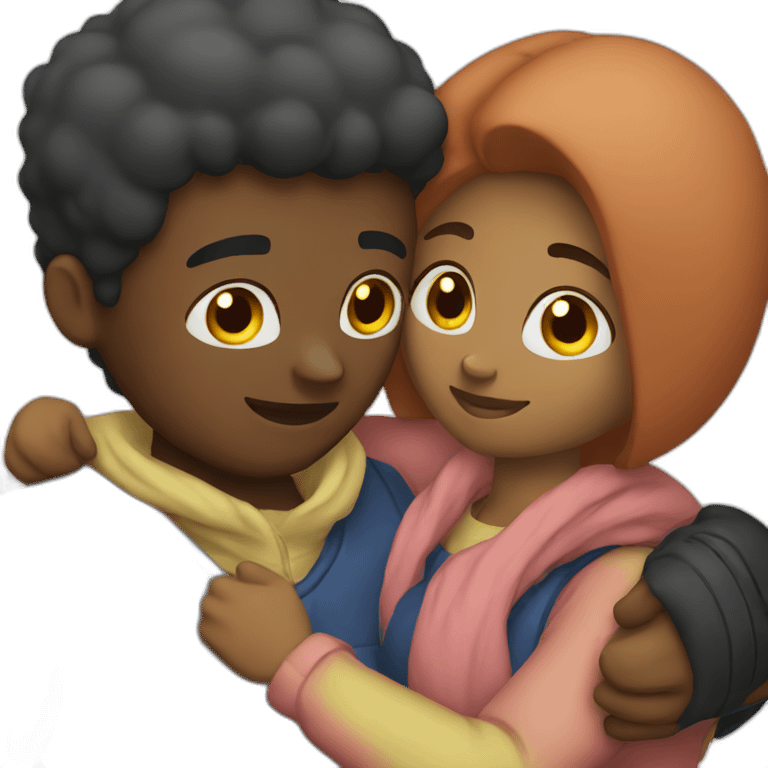 A black couple hugging emoji