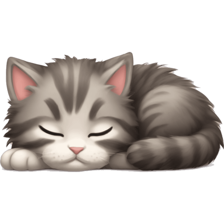 a fluffy kitten sleeping emoji