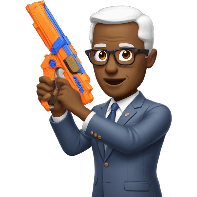 The president holding a nerf gun  emoji