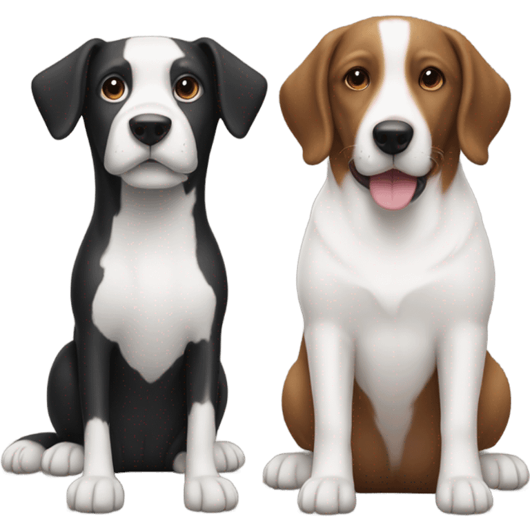 Black and white dog with brown and white dog emoji