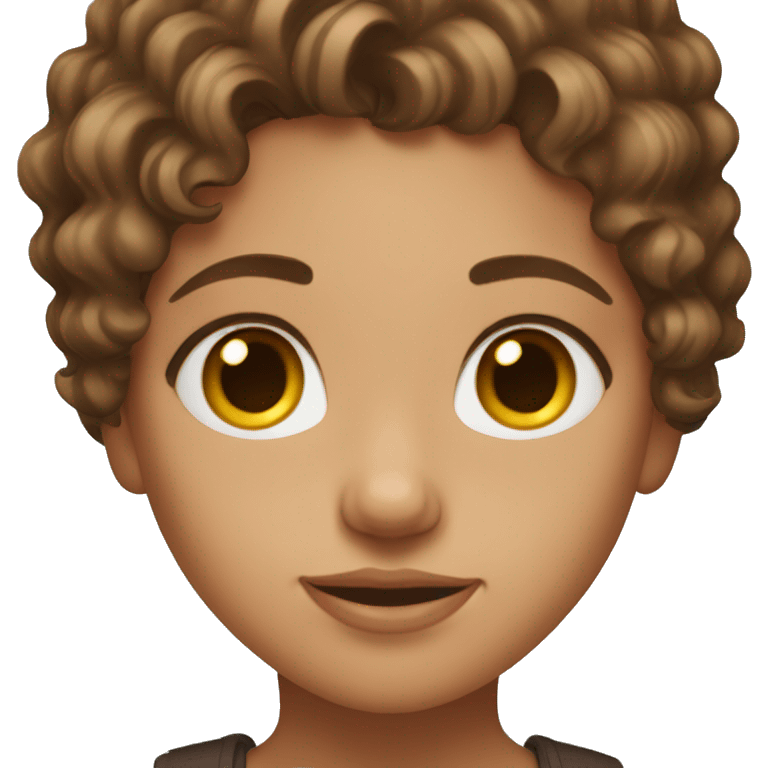 Girl with hazel color eyes, Brown-haired girl with wavy hair emoji