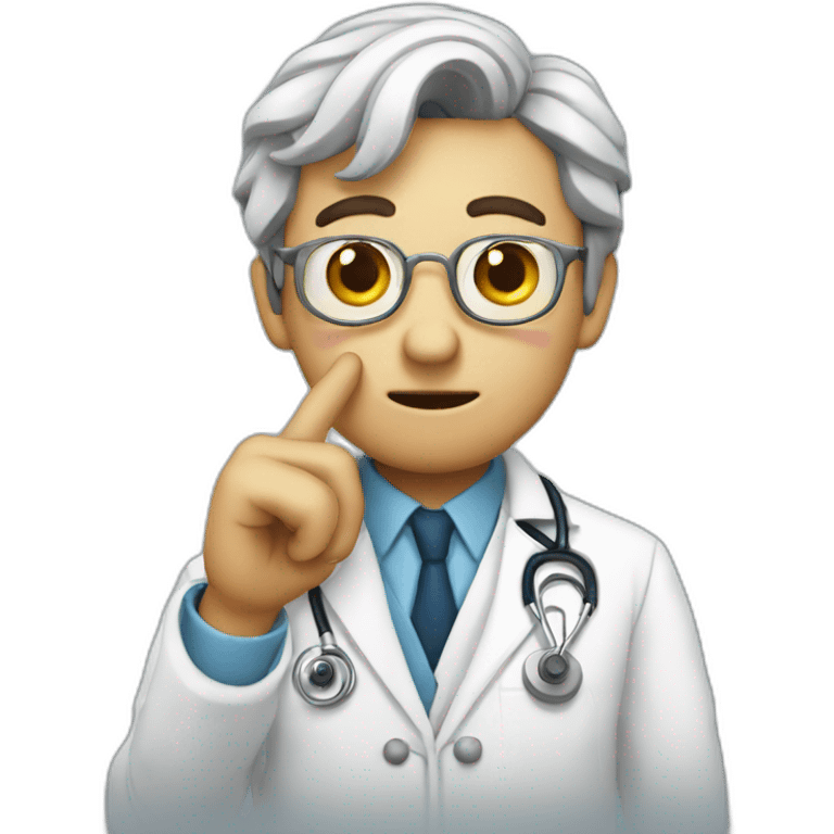 the doctor presses his finger to his lips emoji