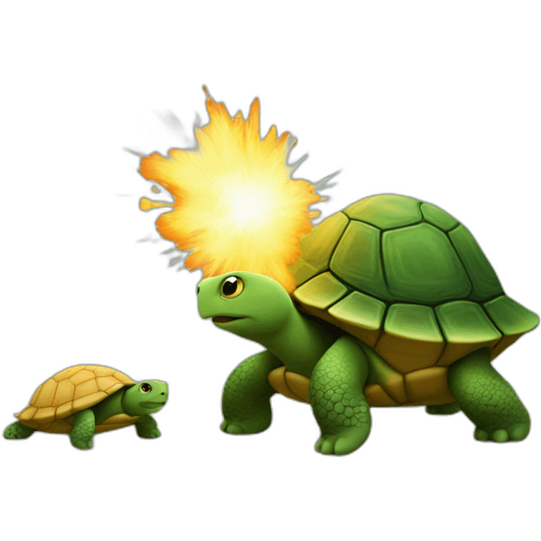 the turtle and the explosion emoji