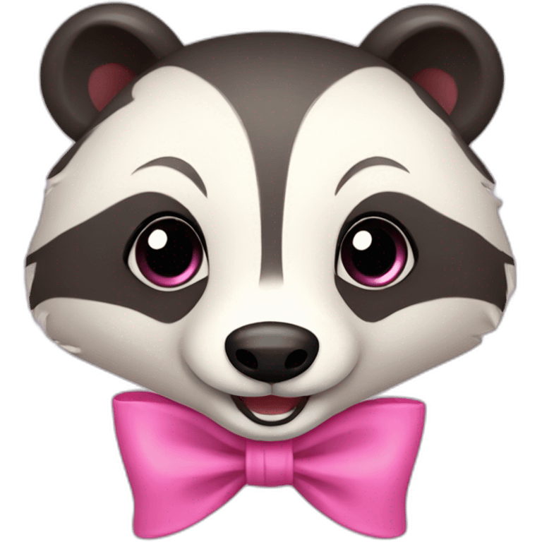 happy badger with pink bow emoji