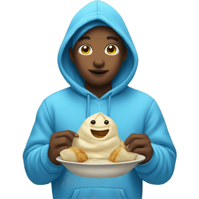  butterfly blue wearing hoodie eating dumpling emoji