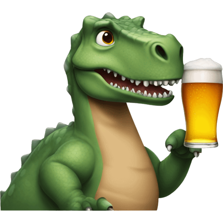 dinosaur drinking beer emoji