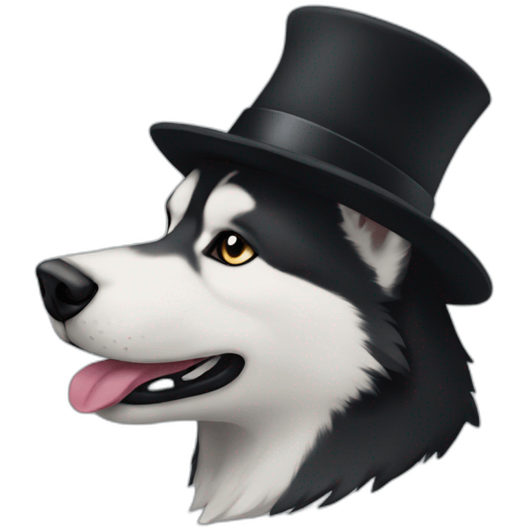 husky with a black hat emoji