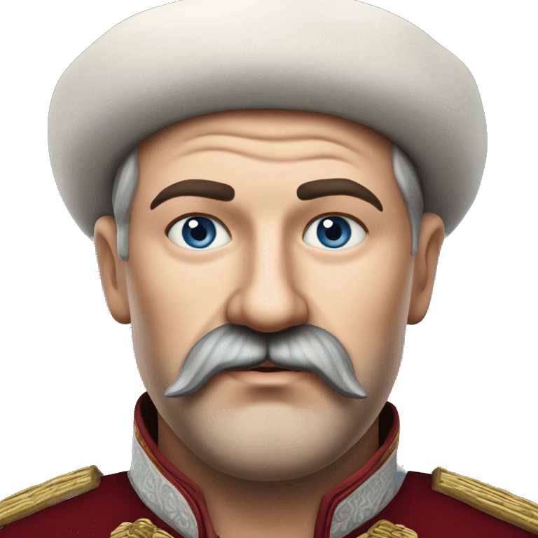 photorealistic white ukraine cossack with mustache and chub, portrait, ukraine ethnic clothing emoji