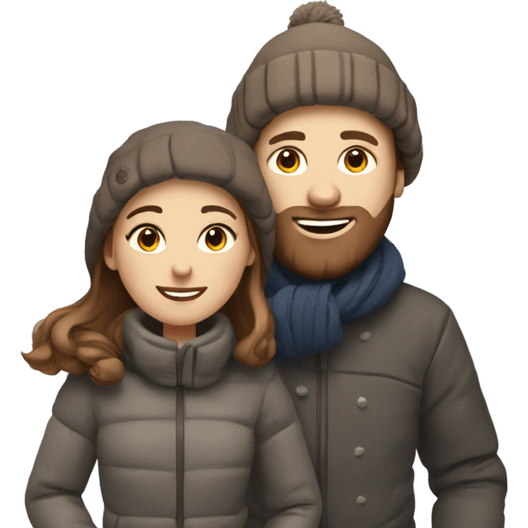 Norwegian couple with brown hair on a winter walk emoji