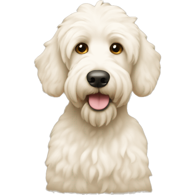 White labradoodle with beige ears emoji