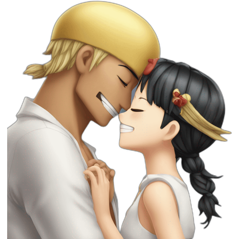 ace and akaino the admiral from one piece kissing emoji