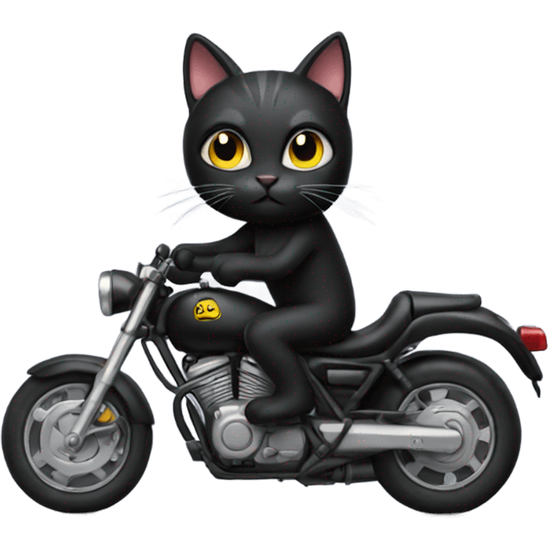 Black cat riding motorcycle  emoji