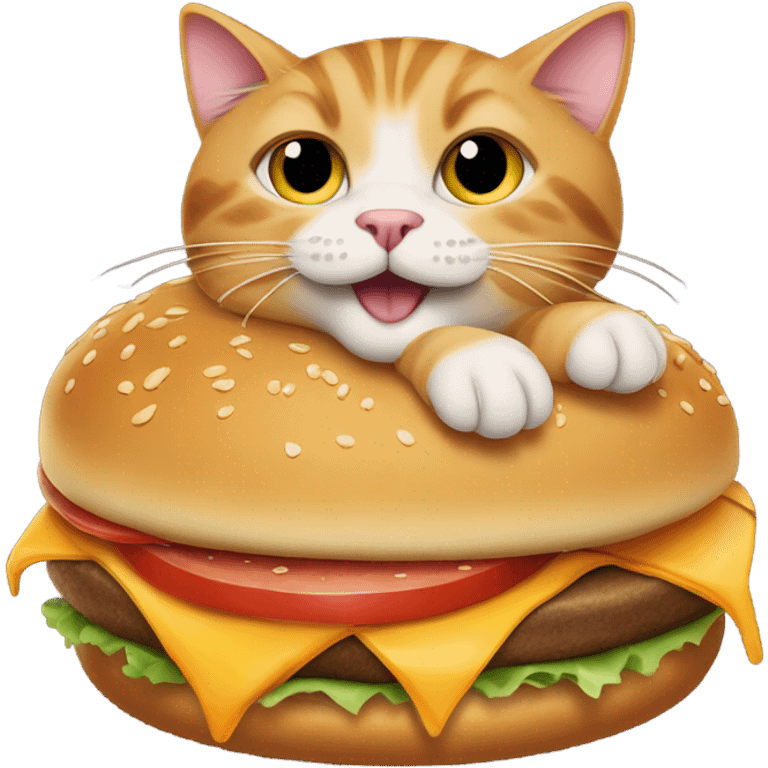 cat eating burger emoji