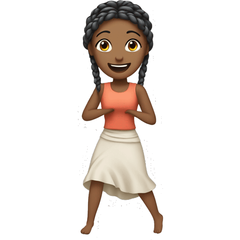 Woman with braids but doing a cartwheel emoji