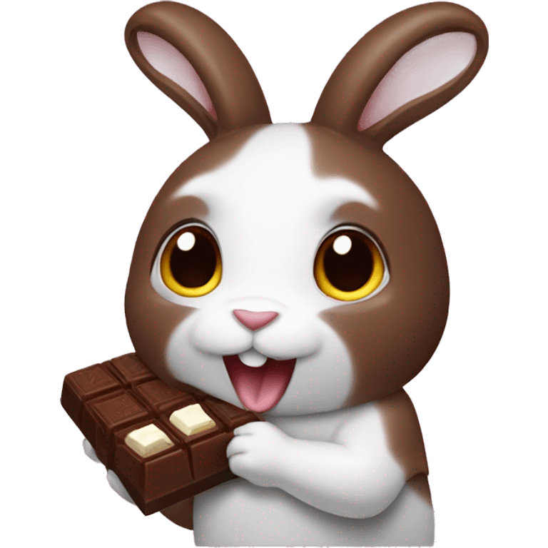 Rabbit eating chocolate emoji