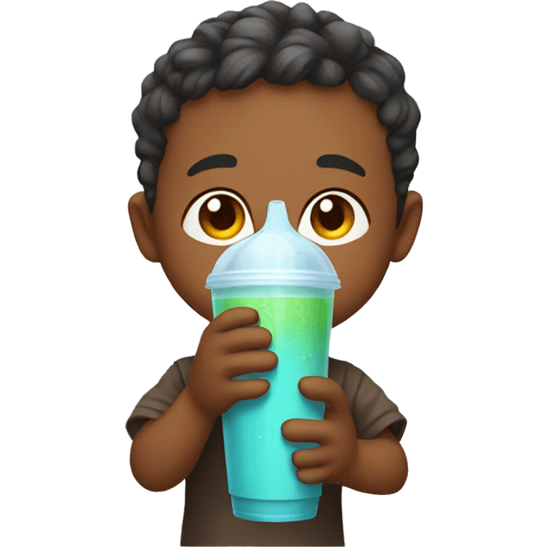 Kid drinking boba emoji