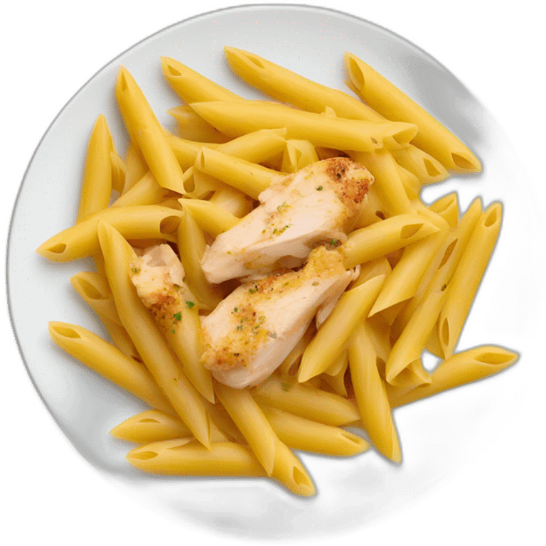 penne pasta with chicken on plate emoji