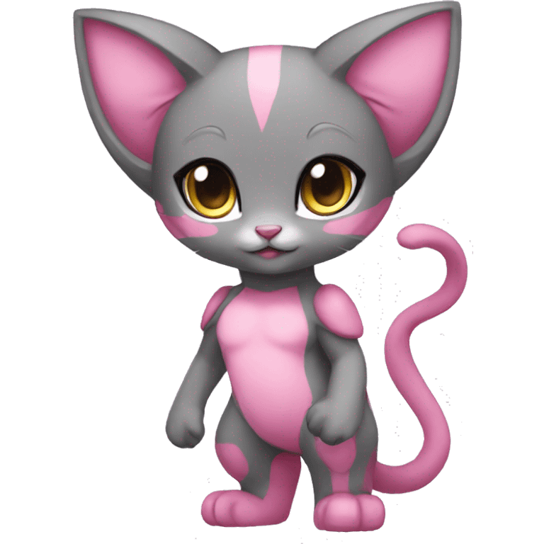 Pink Chibi Anthro Mew-Pokémon full body emoji