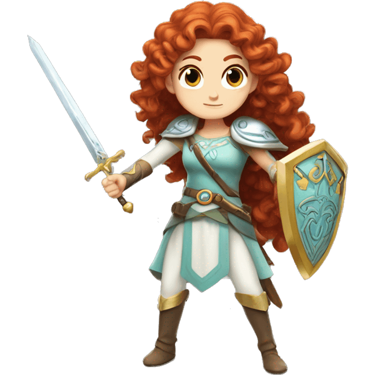 a white girl with long red curly hair and freckles, cosplaying Princess Zelda posing and ready for a fight emoji