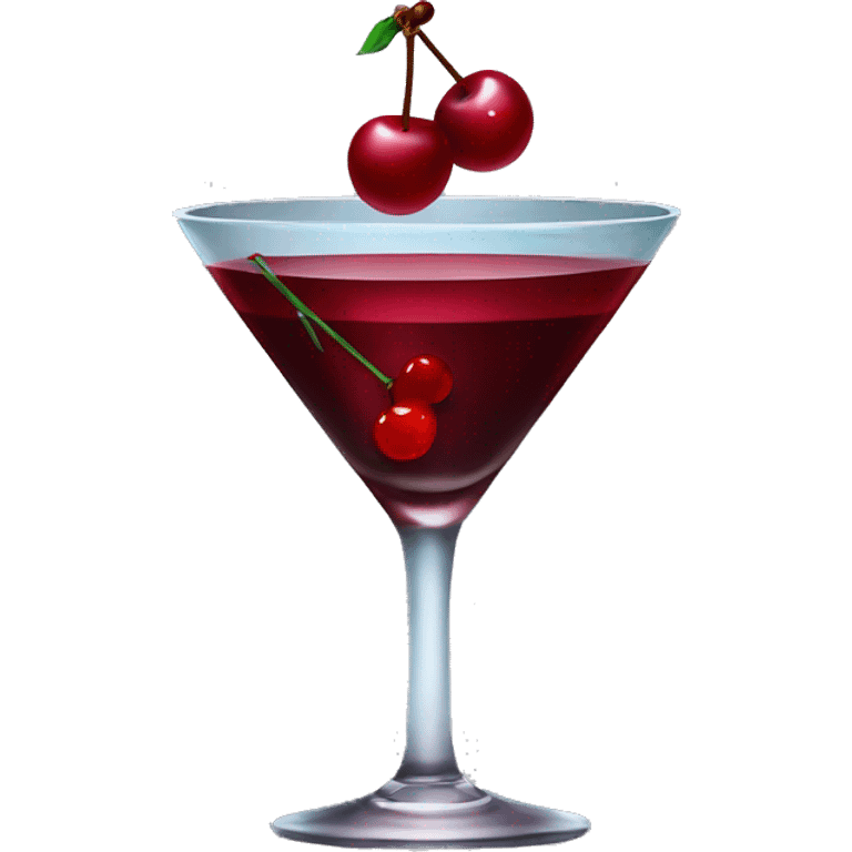 Dark red cocktail in a crystal martini glass with a cherry  emoji