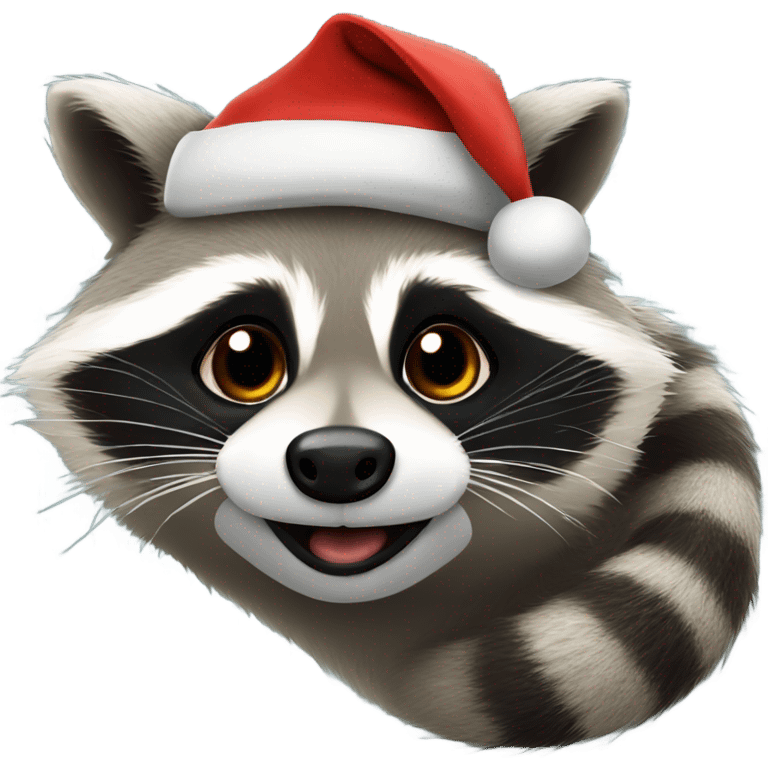 Fat Raccoon with Santa hat emoji