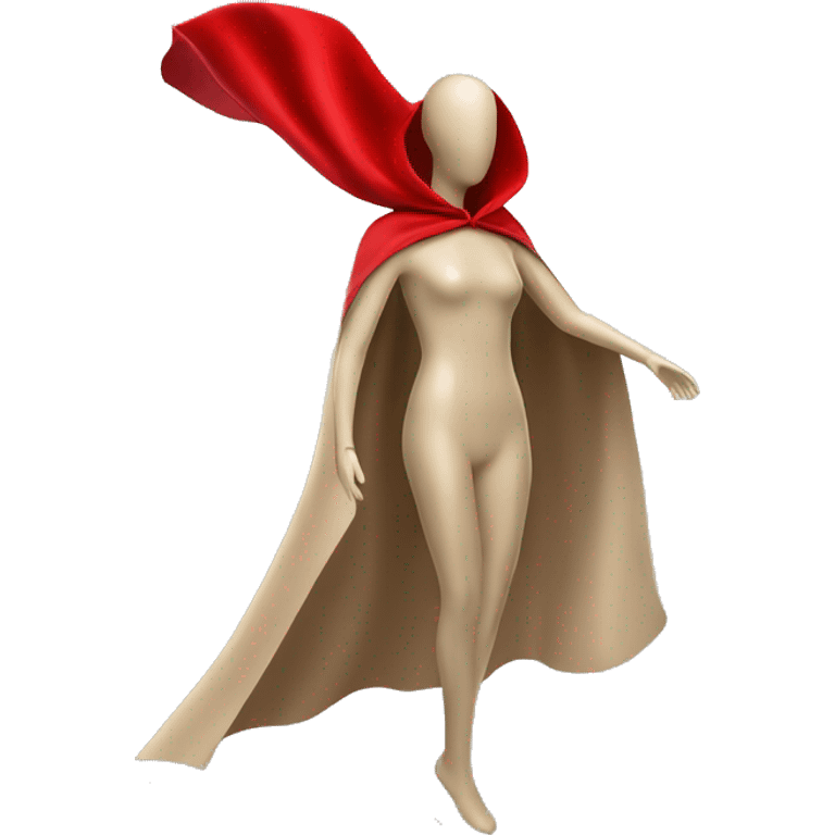 faceless beige mannequin flying red cape emoji