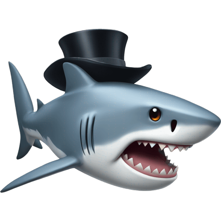 Shark with a top hat emoji