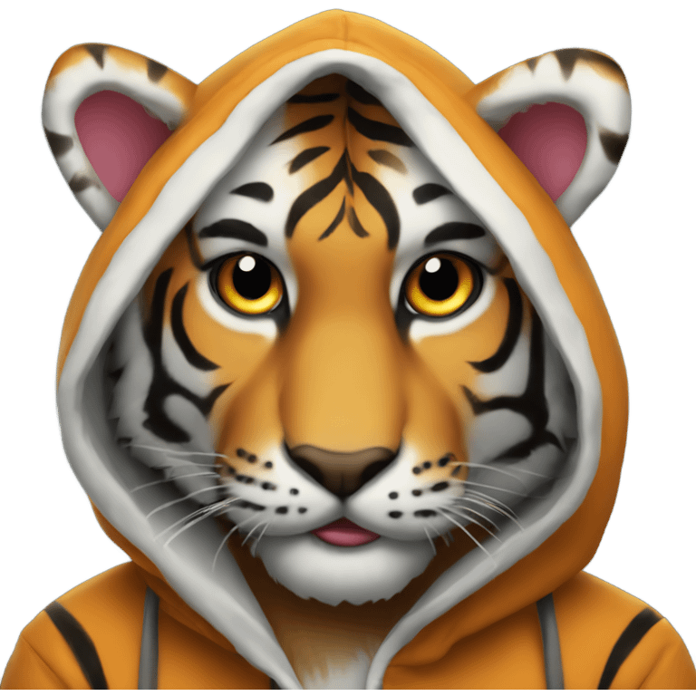 A tiger wearing a hoddie  emoji