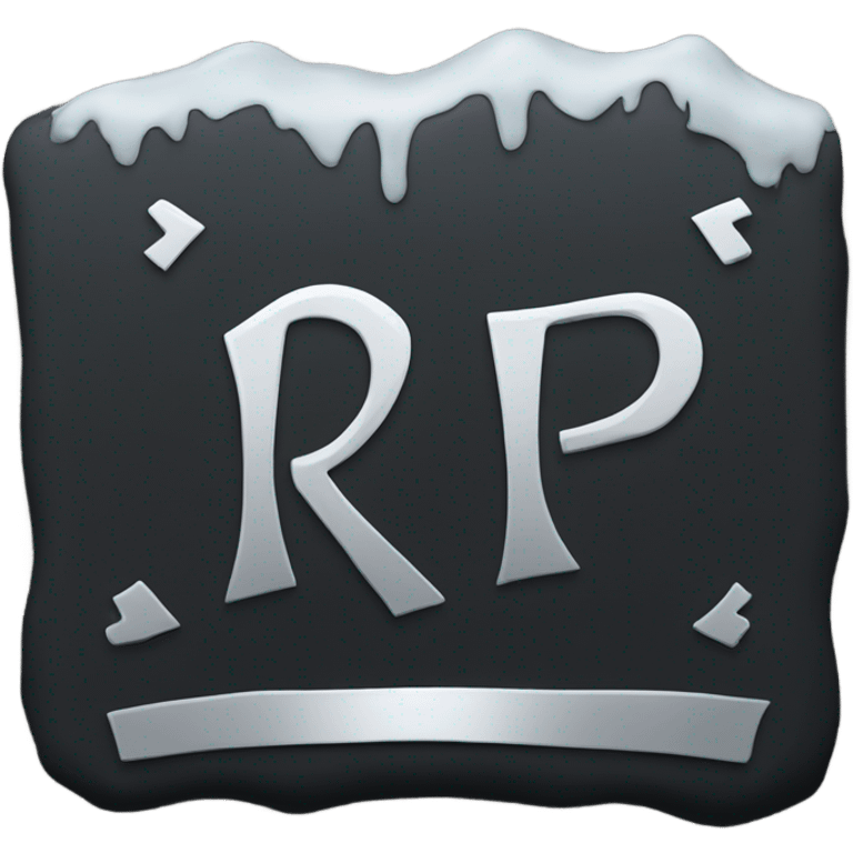 a black grave with the letters RIP on a silver  emoji