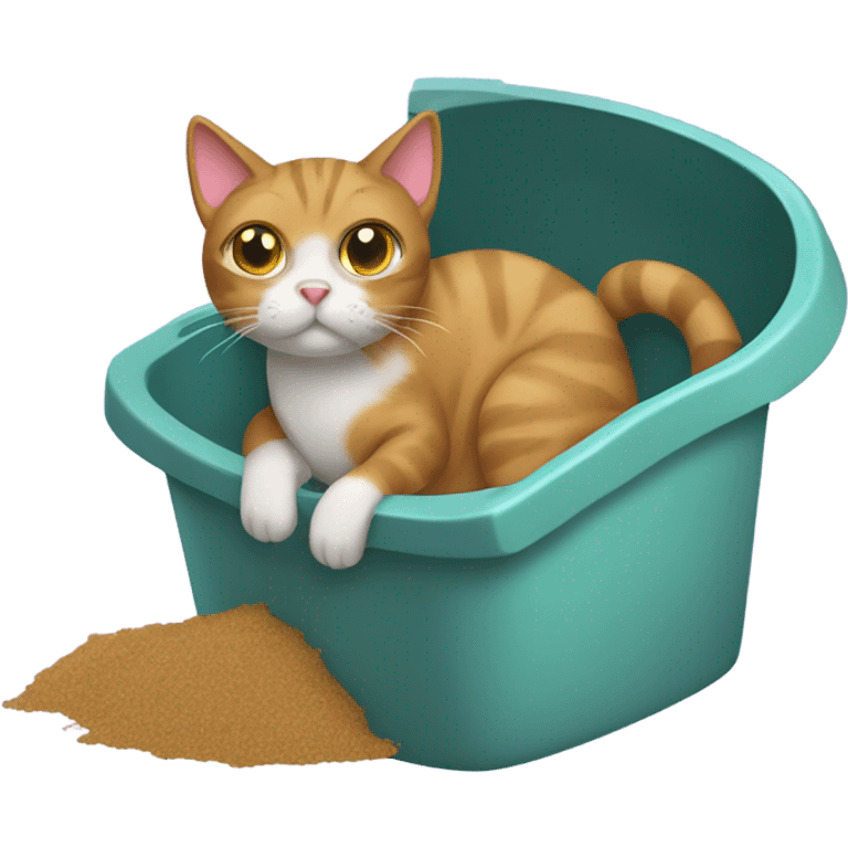 Cat pooping in litter box emoji