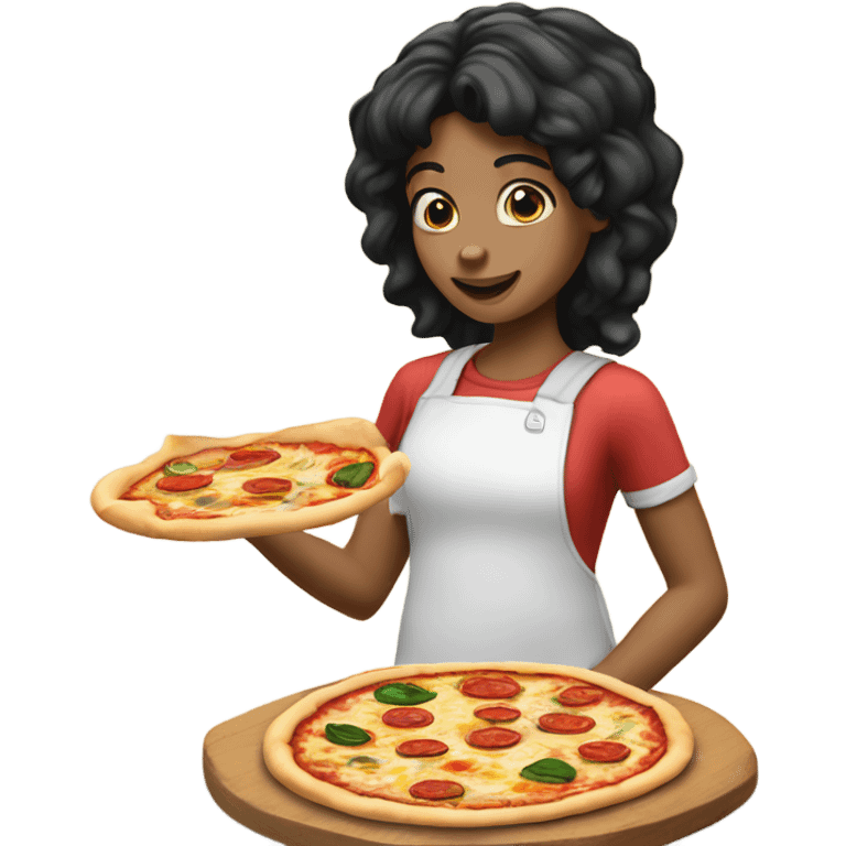 Girl with the black hair, making pizza ￼ emoji