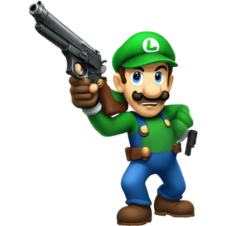 Luigi with a gun emoji