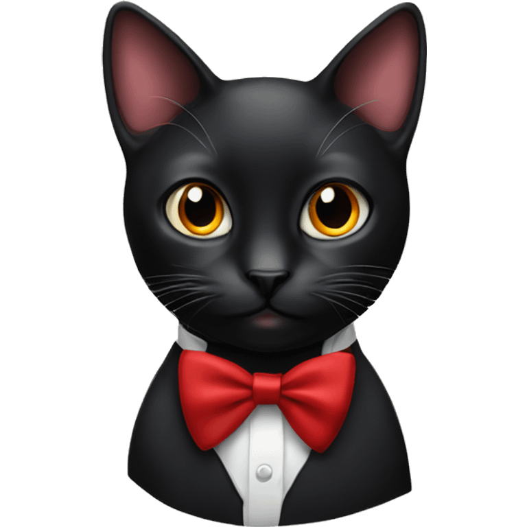 black cat with a red bow tie emoji